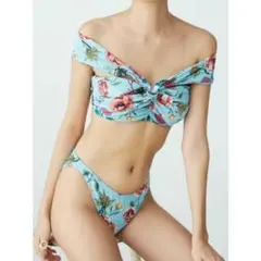 フラワープリントオフショルダー水着
