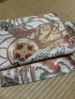 2331アンティーク名古屋帯 多色花柄　松　鼓　長さ㌢292幅29.5㌢