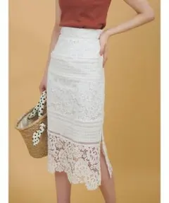 【美品】31 Sons de modeケミカルレース切替ロングタイトスカート