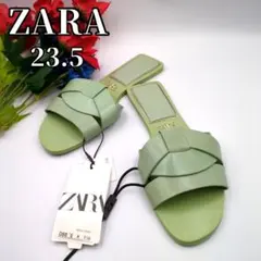 ■ タグ付き ■ ZARA ザラ　レザー 編み　サンダル　23.5
