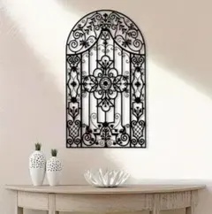 2点限り アイアン ウォールアート224 アーチ　ヴィンテージ　壁掛け装飾 黒