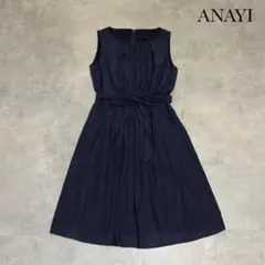 ANAYI ウエストリボン ノースリーブ ギャザー フレアワンピース R273