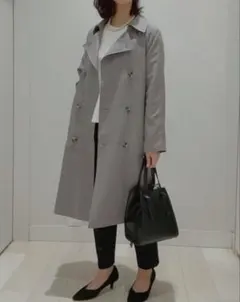 グレー ダブルブレスト トレンチコート Mサイズ　グローバルワーク