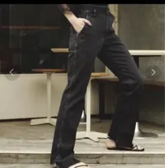 スピックアンドスパン　5 1/2 BEAUTY-LINE SLIT DENIM黒