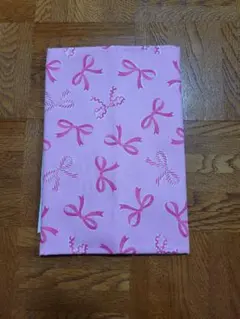 【お値下げ】生地　ハギレ　布　綿オックス　リボン柄　ピンク