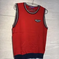 BEAMS GOLF ノースリーブベスト L レッド