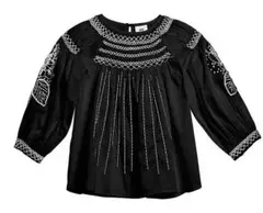 H&M Studio ブラウス ブラック 刺繍 長袖 100サイズ