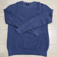 【美品】UNIQLO　コットンカシミヤアゼクルーネックセーター（長袖）Sサイズ