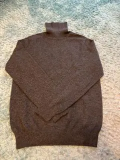 カシミヤ100% ダークグレー タートルネック M