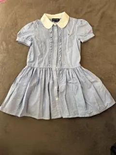 ラルフローレン水色フリルワンピース 半袖 ポロ刺繍　115