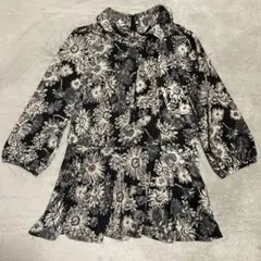 【HAVE A NICE TRIP】チュニック 花柄 七分袖 M ブラック★のサムネイル