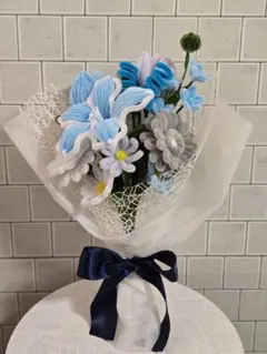 モールフラワー花束　水色系　プレゼント用　枯れない花