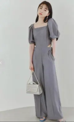 【値下げ⭐︎美品】snidel サイドスリットオールインワン　グレー