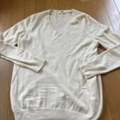 UNIQLO カシミアVネックセーター XL ホワイト