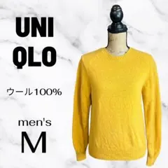 【UNIQLO】プレミアムラムクルーネックセーター　ウール100% イエロー　M