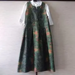 七の㉚　着物リメイク　紬のワンピース、ジャンパースカート 七の㉚ 着物リメイク 紬のワンピース、ジャンパースカート 七の