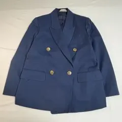 レトロ 金ボタン ダブル 紺ブレ　テーラードジャケット ネイビー ヴィンテージ風