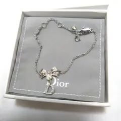 希少　Christian Dior　リボン　ラインストーン　ロゴ　ブレスレット