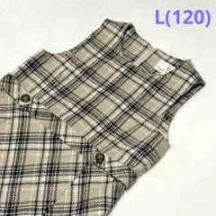 組曲ベージュ系チェック ジャンバースカート女の子L(120～130cm)