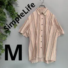 【SimpleLife】シンプルライフ ボタンダウン シャツ M ストライプ