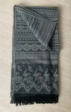 グレー系ストール フリンジ付き