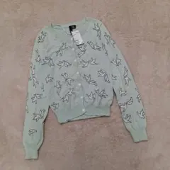 新タグ付 H&M DIVIDED ニット カーディガン【XS】グリーン ハト