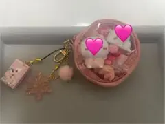 ガチャ詰め丸型ポーチ　デコパーツまとめ売り　ピンク系