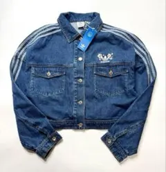 adidas 花柄刺繍 クロップドデニムジャケット