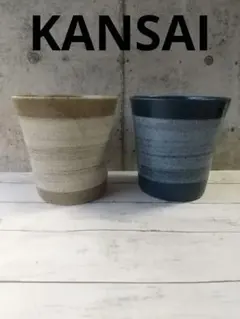 kansai 陶器製ストライプペアマグカップ2個セットコーヒー焼酎に如何ですか