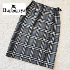 Burberrys バーバリーズ　膝丈巻きスカート　ノバチェック　グレー