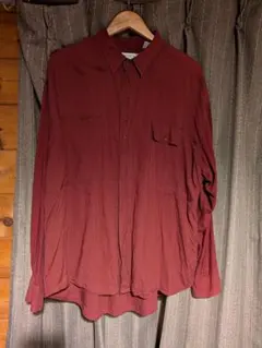 古着 レーヨンシャツ バーガンディ