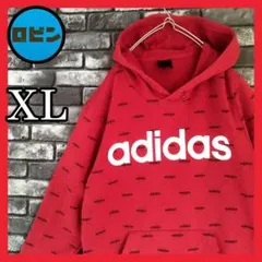 adidas ビッグロゴ 総柄 デザイン フーディー パーカー アディダス