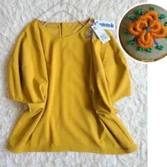 未使用タグ付✨完売品✨ホコモモラ ジョーゼットライクカットソー 現行 刺繍ボタン