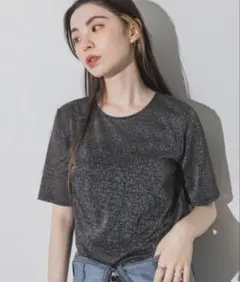 ジーナシス　jeanasis ラメテンジクシアーSS TEE トップス　ブラックのサムネイル