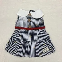 犬服 No.217 トリコロールボーダーデニムワンピース ハンドメイド