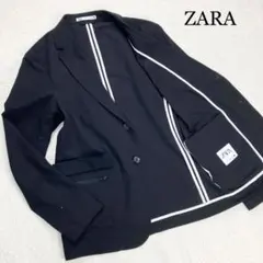 ザラ テーラードジャケット シアサッカー アンコン チャックポケット　黒