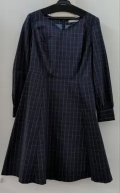 90サイズ Emma ネイビーチェックワンピース overE