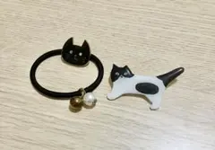 ハンドメイド 猫ヘアゴム・ブローチセット