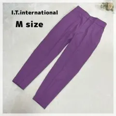 【イッツインターナショナル】とろみ テーパードパンツ M パープル きれいめ