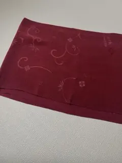 丹後ちりめんの帯揚げ ワインレッド 花模様