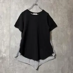 Jf Ready Made 異素材ドッキングカットソー ストライプ 黒 Fのサムネイル