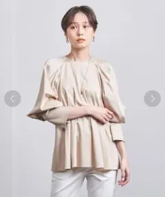 ユナイテッドアローズ　サテン タック パフスリーブ ブラウス