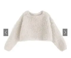 フェザーショート丈ニットトップス　an1445 アイボリー　GRL