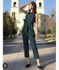 MURUA パーティ　結婚式　パンツ　レイヤードドレスオールインワン グリーン