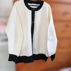 PAGEBOY 長袖カーディガン ホワイト・ブラック