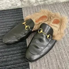 GUCCI　グッチ　プリンスタウン　ファー　レザー　ホースビット　スリッポン