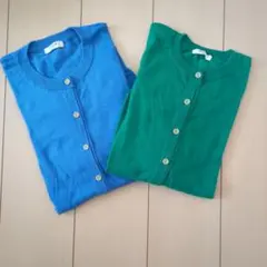 スタディオクリップ　カーディガングリーン　ブルー　2枚セット　薄手