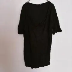 bohoo ブラック Tシャツ シンプル Vネック 半袖 無地 ユニセックスのサムネイル