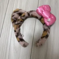USJ キティちゃん ヒョウ柄ピンクリボンカチューシャ