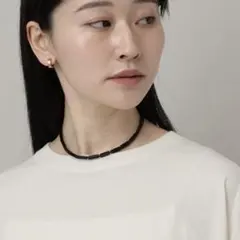 天然石オニキス　ガラスビーズ ネックレスのサムネイル